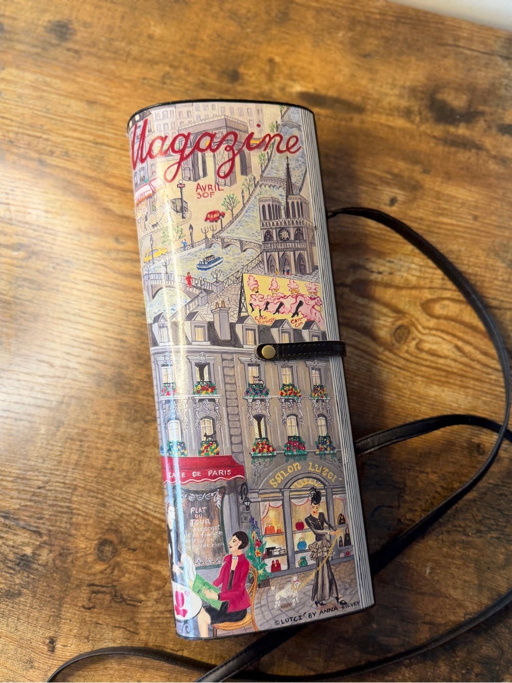 Rare Vintage 1980 LUTCI by Anna Silvey Parisian magazine print roll clutch